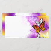 Monarchvlinders op paarse achtergrond bedankkaart (Voorkant / Achterkant)