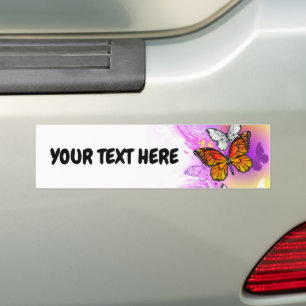 Monarchvlinders op paarse achtergrond bumpersticker