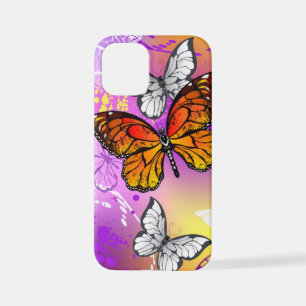 Monarchvlinders op paarse achtergrond iPhone 12 mini hoesje