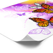 Monarchvlinders op paarse achtergrond poster (Hoek)
