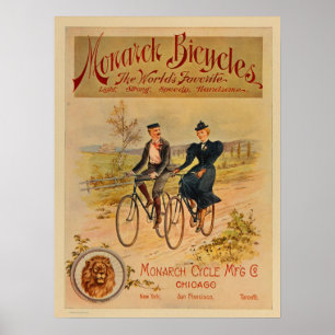 Monarque couleur Vintage 1896 Vélos et affiche d'a