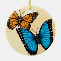 Monarque et ornement bleu de papillon de Morpho