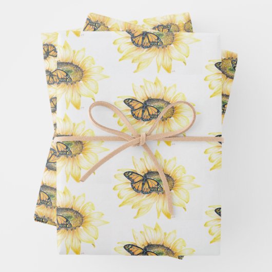 Monarque papier enveloppant sur tournesol (En situation)