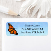 Monarque papillon bleu ciel Étiquettes de adresse (En situation)