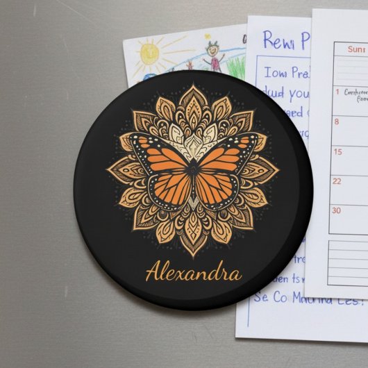 Monarque papillon Mandala Magnet