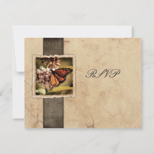 Monarque Papillon Vintage Mariage RSVP (Dos)