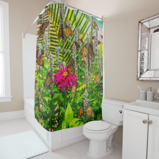 Monarque Papillons Douche rideau (En situation)