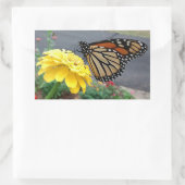 Monarque sur Sticker Rectangulaire Zinnia Jaune (Sac)