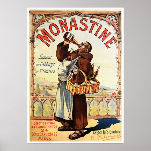 MONASTINE Monk Liqueur ad French Alcohol Poster (Voorkant)