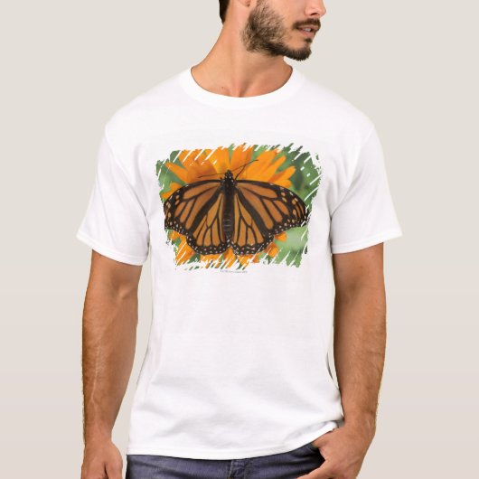 Monboogvlinder (Danaus plexippus) op pot T-shirt (Voorkant)