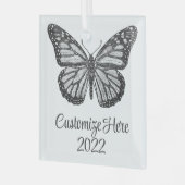 Monboogvlinder Glas Ornament (Voorkant links)