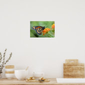 Monboogvlinder met bloemen poster (Keuken)