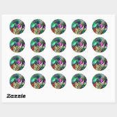 Monboogvlinder op bloemen ronde sticker (Vel)