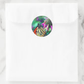 Monboogvlinder op bloemen ronde sticker (Tas)
