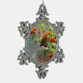 Monboogvlinder op de Struik rode vlinder Tin Sneeuwvlok Ornament (Links)