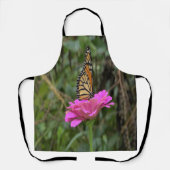 Monboogvlinder op een  roze zinnievloer schort (Voorkant)