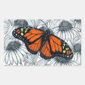 Monboogvlinder op naaldbeschermers rechthoekige sticker (Voorkant)