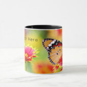 Monboogvlinder op rode en gele bloem mok (Midden)