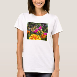 Monboogvlinder op roze marinier t-shirt
