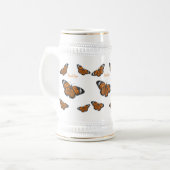 Monboogvlinderillustratie cartoon bierpul (Voorkant links)