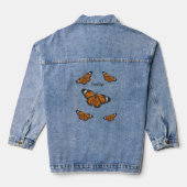 Monboogvlinderillustratie cartoon denim jacket (Achterkant)