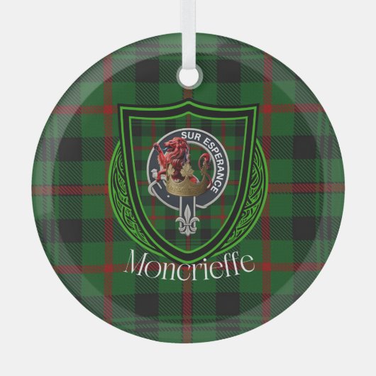 Moncrieffe Scottish Clan Tartan & Crest Glas Ornament (Voorkant)