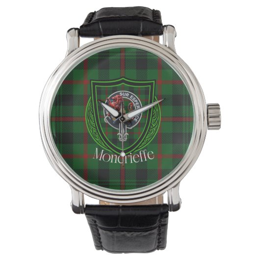Moncrieffe Scottish Clan Tartan & Crest Horloge (Voorkant)