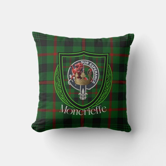 Moncrieffe Scottish Clan Tartan & Crest Kussen (Voorkant)