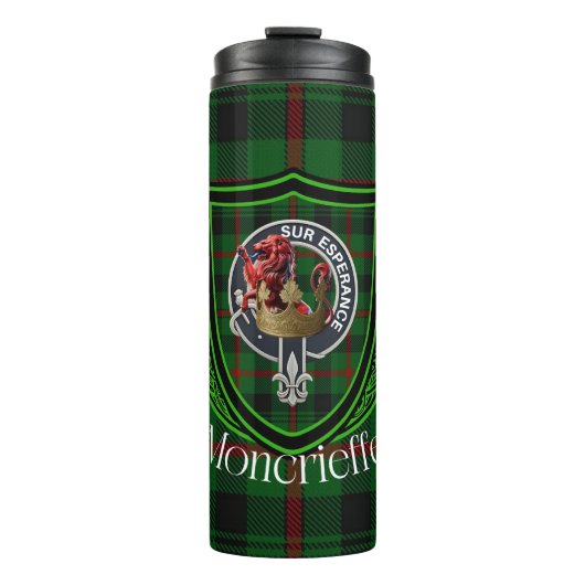 Moncrieffe Scottish Clan Tartan & Crest Thermosbeker (Voorkant)