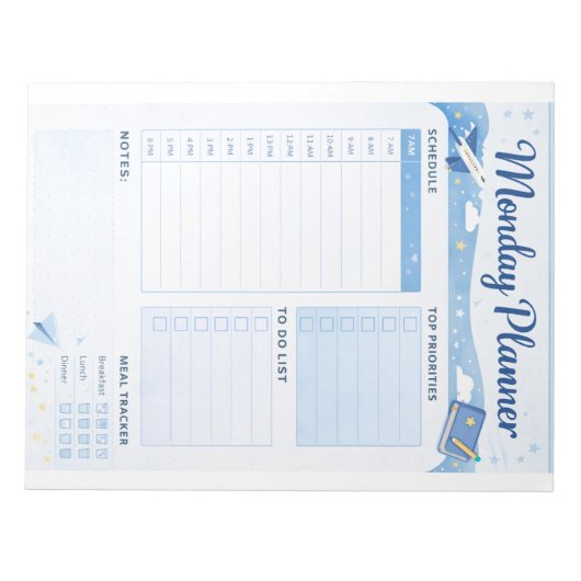 Monday Daily Planner Printable  Notitieblok (Voorkant)