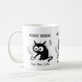 Monday Morning Need More Coffee Funny Cat Mug Koffiemok