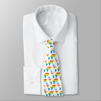 monde arc-en-ciel 2 motif blanc - cravate