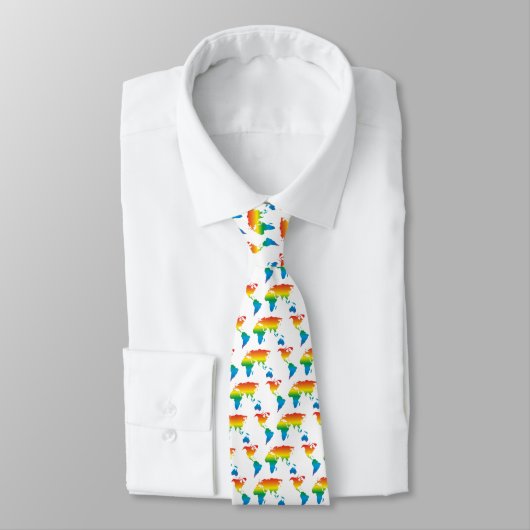 monde arc-en-ciel 2 motif blanc - cravate (Attaché)