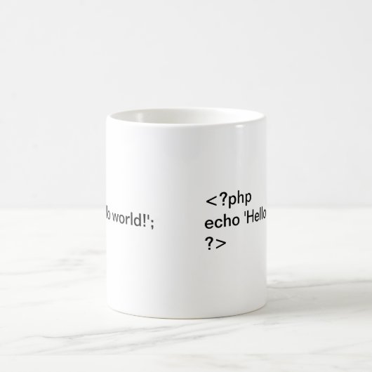 Monde de PHP bonjour ! codez la tasse (Centre)