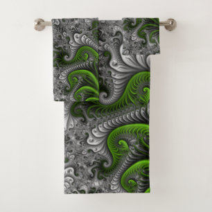 Monde Fantastique Art Fractal Abstrait Vert Et Gri