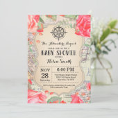 Monde floral rouge de voyage de carte de baby (Debout devant)