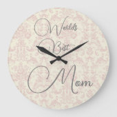 Monde Meilleure Maman Rose Damask Horloge murale (Recto)