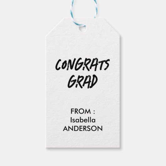 Mondern Black and White Graduation Cadeaulabel (Voorkant)