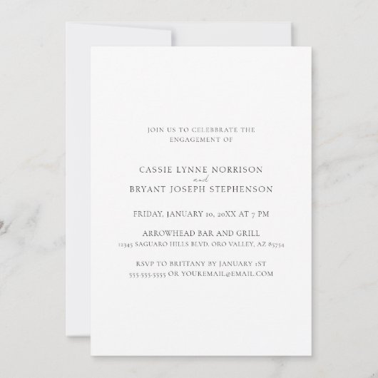 Mondern Script Elegant Minimaal Bruiloft Verloving Aankondiging (Achterkant)