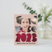 Mondern Simple Afstuderen Photo Roos Gold Uitnodiging Briefkaart (Staand voorkant)