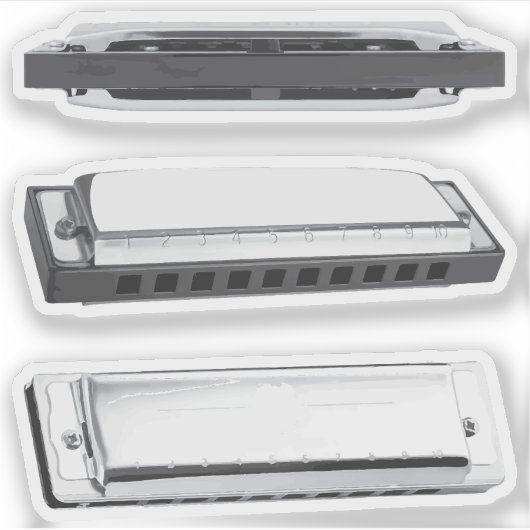 Mondharmonica Sticker Set (Voorkant)