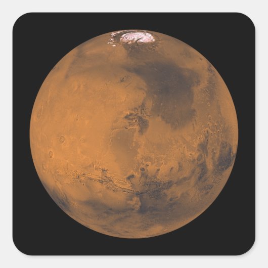 Mondiaal Uitzicht van Mars Vierkante Sticker (Voorkant)