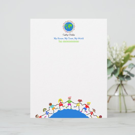 Mondiale Kinderen, Persoonlijk Briefhoofd (Staand voorkant)