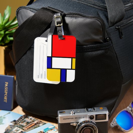 Mondriaan 2 bagagelabel (Voorkant & Achterkant)