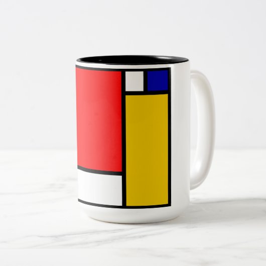Mondriaan 4 tweekleurige koffiemok (Voorkant rechts)
