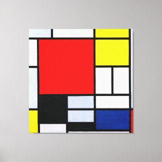 MONDRIAAN - COMPOSITIE MET GROOT ROOD VLAK - 1921 CANVAS AFDRUK