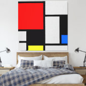 MONDRIAAN - COMPOSITIE MET GROOT ROOD VLAK 1921 CANVAS AFDRUK (Insitu (Slaapkamer))
