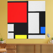 MONDRIAAN - COMPOSITIE MET GROOT ROOD VLAK 1921 CANVAS AFDRUK (Insitu (Woonkamer))