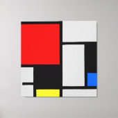 MONDRIAAN - COMPOSITIE MET GROOT ROOD VLAK 1921 CANVAS AFDRUK (Voorkant)