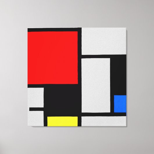 MONDRIAAN - COMPOSITIE MET GROOT ROOD VLAK 1921 CANVAS AFDRUK (Voorkant)